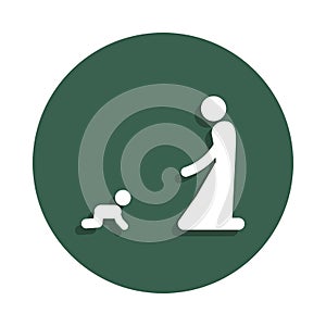 mother with child icon in badge style. One of family collection icon can be used for UI, UX