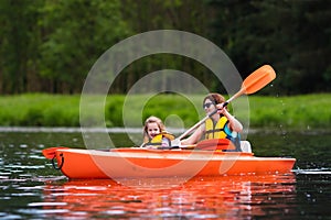 Mother and child in a kayak