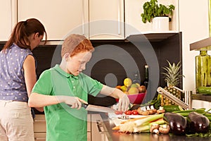 Mother and child in the kitchen