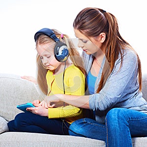 Mother with child learning home work