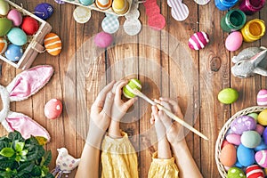 Family preparing for Easter