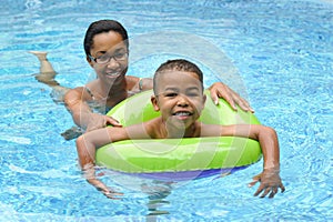 Mother and Child Swimming