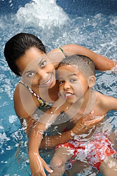 Mother and Child Swimming