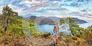 Mother and child travel the Lycian trail, Turkey