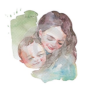 mother and child watercolor art