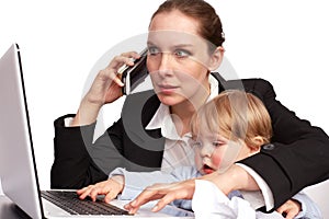 Mother and child at work series image 13