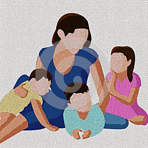 Mother and children, art Mosaic