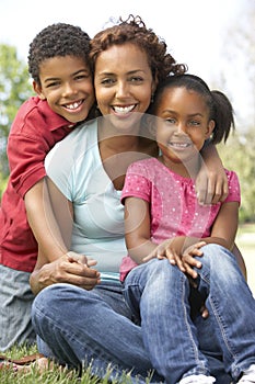 Mother With Children In Park