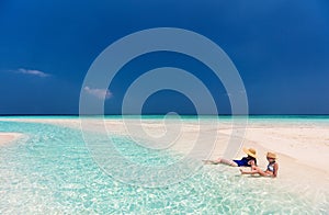 Mother and daughter at beach