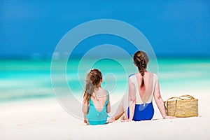 Mother and daughter at beach