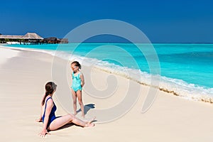 Mother and daughter at beach