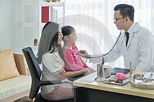 Mother and daughter Childhood consult  doctor