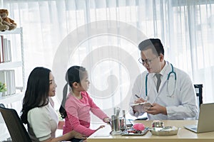 Mother and daughter Childhood consult  doctor