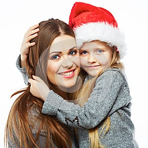 Mother with daughter christmass portrait. Happy family.