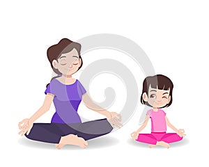 Mother and daughter doing yoga