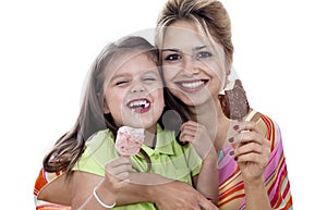 Mother And Daughter eating Ice Cream