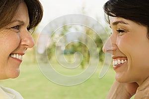 Mother and daughter face to face