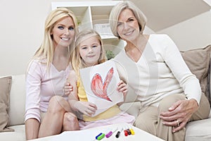 Mother, Daughter, Grandmother Generations at Home