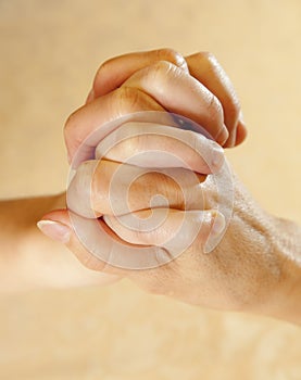 Mother and daughter hands together