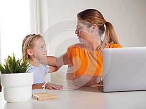 mother and daughter at home