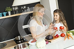 Mother and daughter in the kitchen