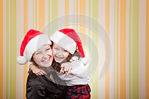 Mother and daughter laugh