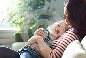 Mother and daughter playing