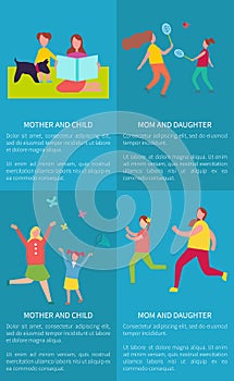 Mom and Daughter, Mother with Child Vector Posters