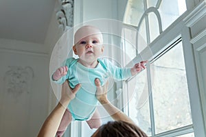 Mother and daughter playing at home