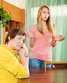 Mother and daughter after quarrel