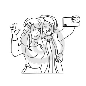 mother daughter selfie vector