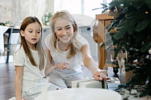 Mother and daughter spending time at home