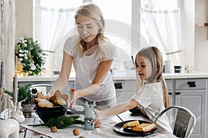 Mother and daughter spending time at home