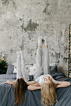 Mother and daughter spending time at home