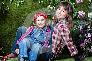 Mother and daughter at spring time