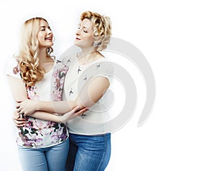 mother with daughter together posing happy smiling isolated on white background with copyspace, lifestyle people concept