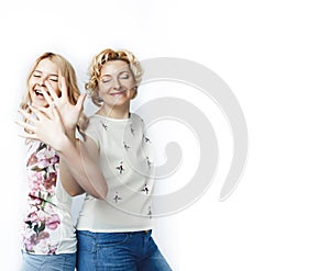 mother with daughter together posing happy smiling isolated on white background with copyspace, lifestyle people concept