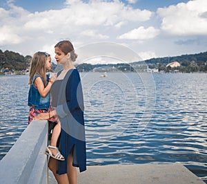 Mother and daughter at Xuan Huong Lake, Dalat, Vietnam