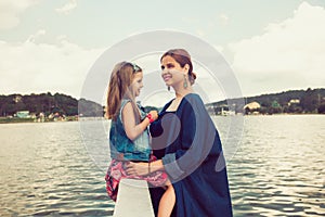 Mother and daughter at Xuan Huong Lake, Dalat, Vietnam