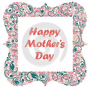 Mother day greeting card with beautiful floral frame vector vintage elegant classic