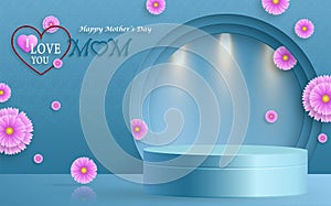 Mother day podium round stage on color background