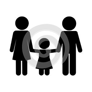 Mother father and daughter avatar silhouette style icon vector design