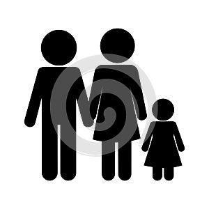 Mother father and daughter avatar silhouette style icon vector design