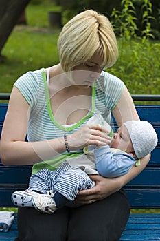 Mother feeding baby