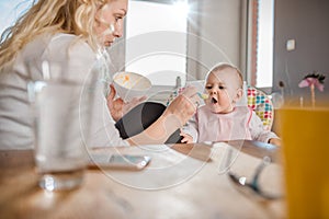 Mother feeding baby