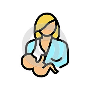 mother feeding baby color icon vector illustration