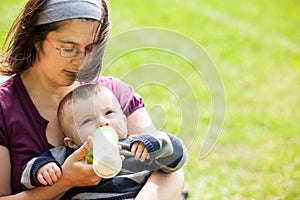 Mother feeding her baby