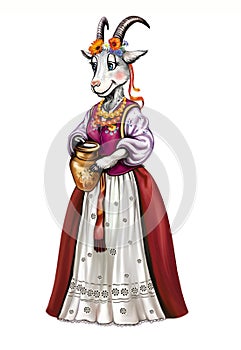 Mother goat cartoon fairy tale character