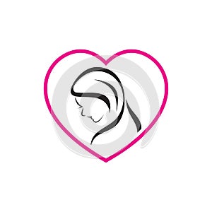 Mother Heart shape Logo design vector template.