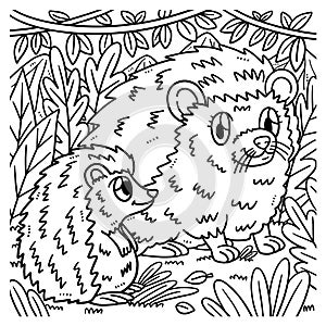 Mother Hedgehog and Hoglet Coloring Page for Kids photo